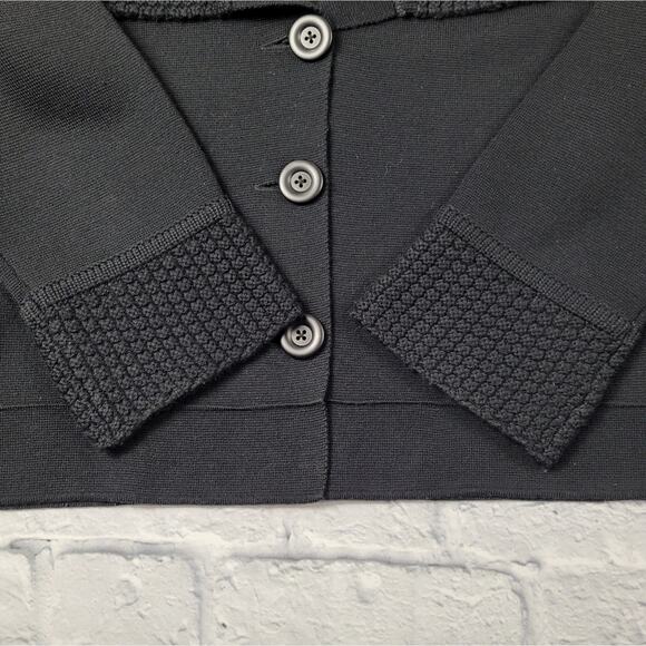 CAbi Black Jackie O Cropped Wool Blend Cardigan style #502 size Medium - Picture 6 of 16